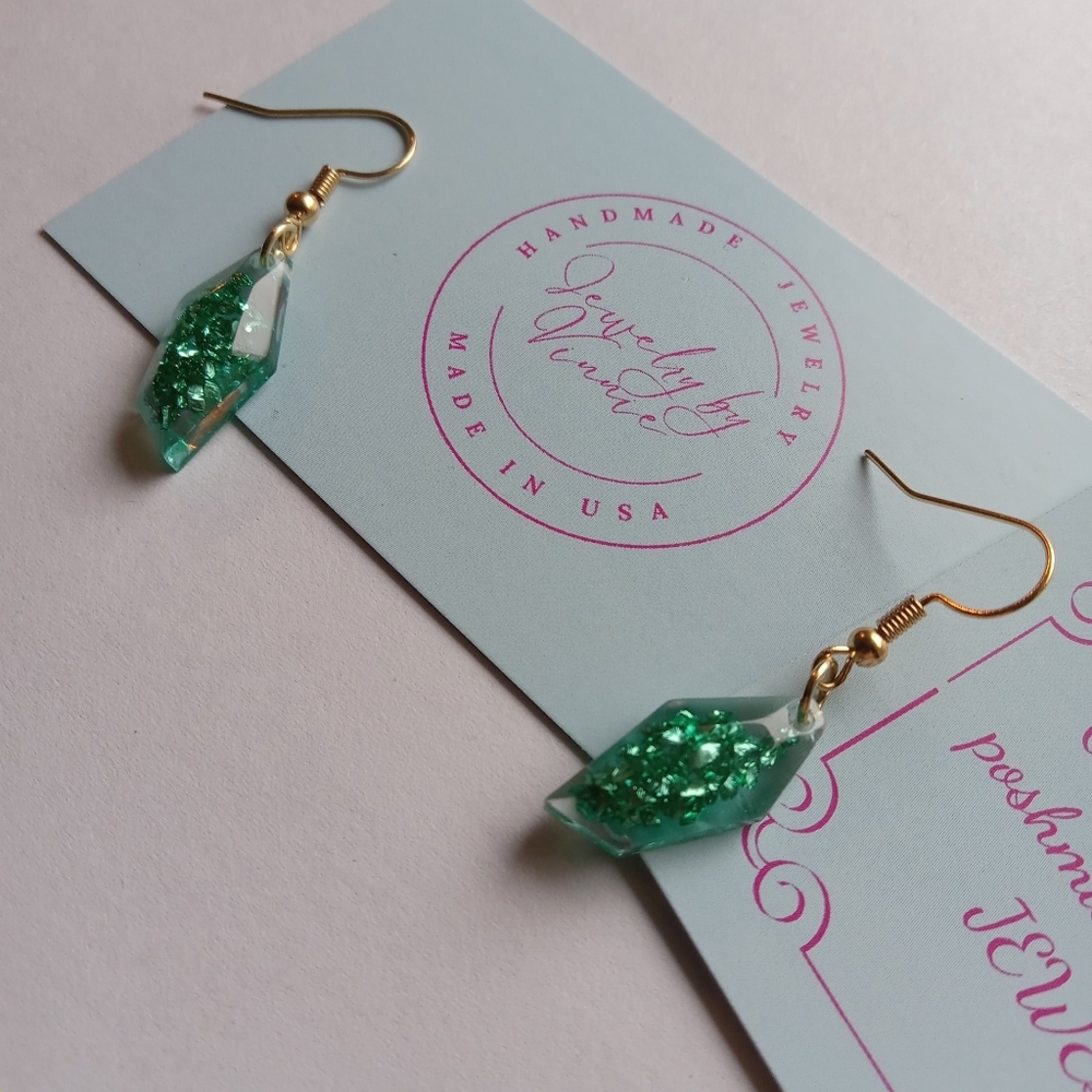 Hand Crafted Emerald Green Earrings